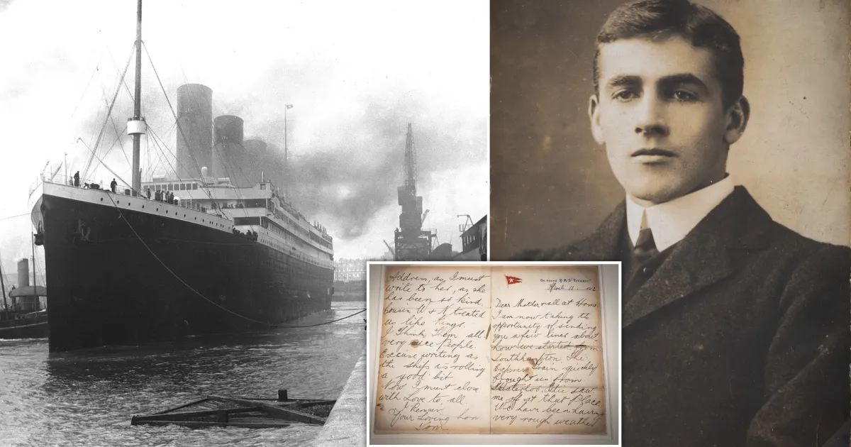 Letter written by 16-year-old victim of Titanic accident