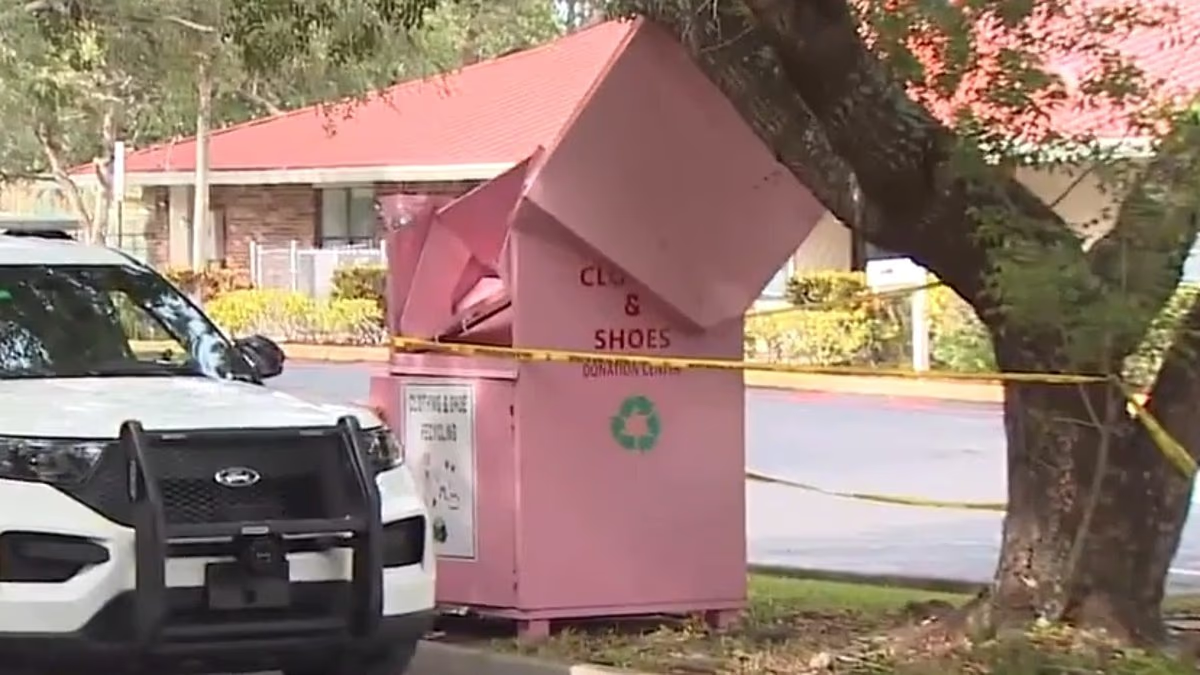 Stuck in Clothing Donation Drop Box