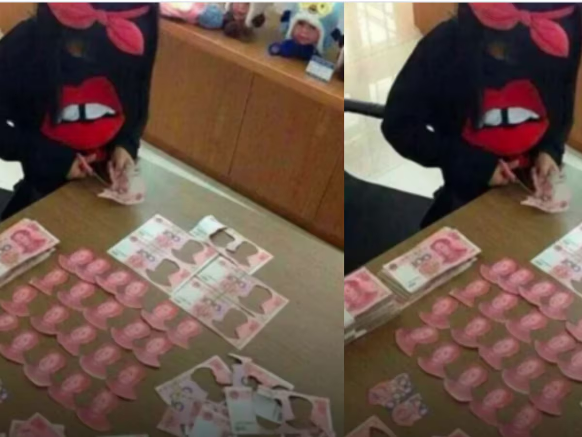 Cutting Mao Zedong's Portrait from 100-Yuan Notes