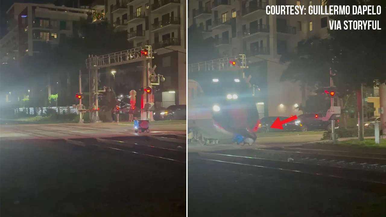 Delivery Robot Crushed by Brightline Train